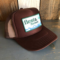 Hermosa Beach FIESTA FOREVER High Crown Trucker Hat - Brown