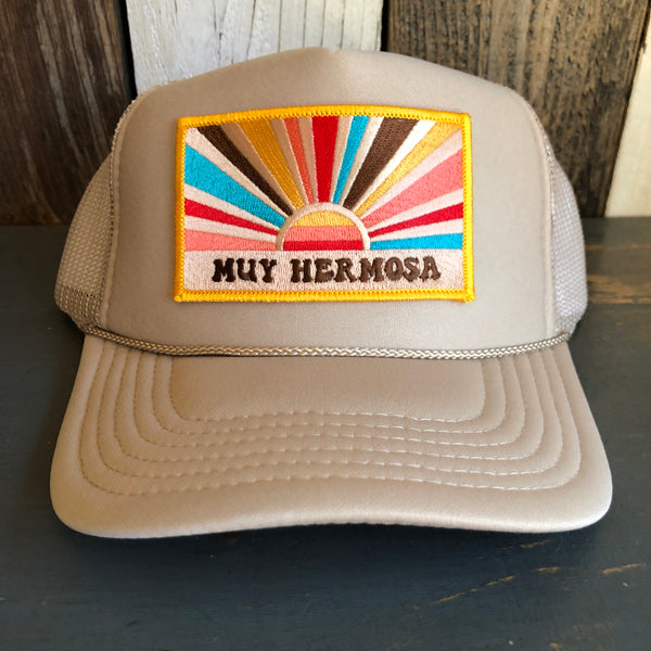 Hermosa Beach MUY HERMOSA High Crown Trucker Hat - Khaki