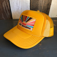 Hermosa Beach MUY HERMOSA Mid Crown Trucker Hat - Gold