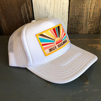 Hermosa Beach MUY HERMOSA Mid Crown Trucker Hat - White
