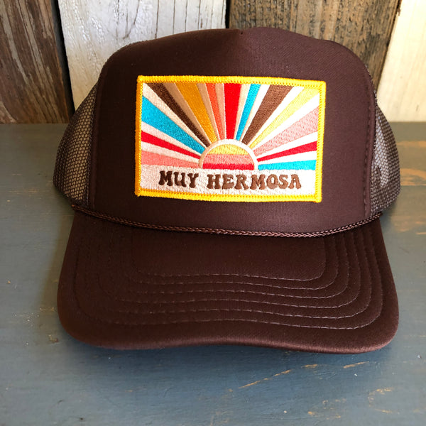 Hermosa Beach MUY HERMOSA High Crown Trucker Hat - Brown