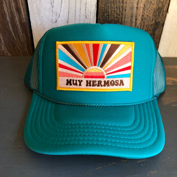 Hermosa Beach MUY HERMOSA High Crown Trucker Hat - Jade Green
