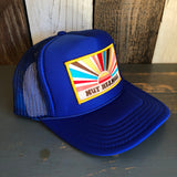 Hermosa Beach MUY HERMOSA High Crown Trucker Hat - Royal Blue (Curved Brim)