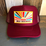 Hermosa Beach MUY HERMOSA High Crown Trucker Hat - Burgundy Maroon