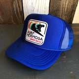 SURF HERMOSA :: OPEN DAILY High Crown Trucker Hat - Royal Blue (Curved Brim)