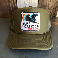 SURF HERMOSA :: OPEN DAILY High Crown Trucker Hat - Olive