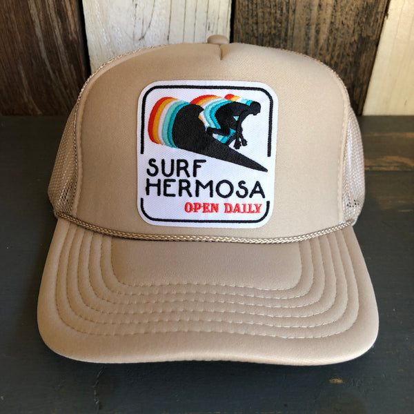 SURF HERMOSA :: OPEN DAILY High Crown Trucker Hat - Khaki