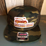 Hermosa Beach WOODIE Camouflage 6 Panel Mid Crown Mesh Back Snapback Trucker Hat - Dark Green/Brown
