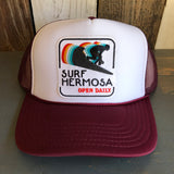 SURF HERMOSA :: OPEN DAILY Trucker Hat - Maroon/White/Maroon