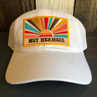 Hermosa Beach MUY HERMOSA 6 Panel Low Profile Style Dad Hat - White