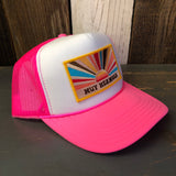 Hermosa Beach MUY HERMOSA Trucker Hat - White/Neon Pink