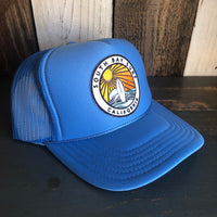 Hermosa Beach SOUTH BAY SURF (Multi Colored Patch) High Crown Trucker Hat - Col. Blue