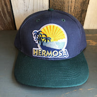 Hermosa Beach FIESTA - 6 Panel Low Profile Baseball Cap with Adjustable Strap with Press Buckle - Navy/Dark Green