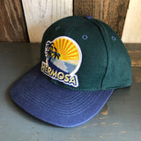 Hermosa Beach FIESTA - 6 Panel Low Profile Baseball Cap with Adjustable Strap with Press Buckle - Dark Green/Navy