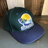 Hermosa Beach FIESTA - 6 Panel Low Profile Baseball Cap with Adjustable Strap with Press Buckle - Dark Green/Navy
