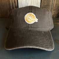 Hermosa Beach MINI CLASSIC LOGO - 6 Panel Low Profile Style Dad Hat with Velcro Closure - Dark Brown