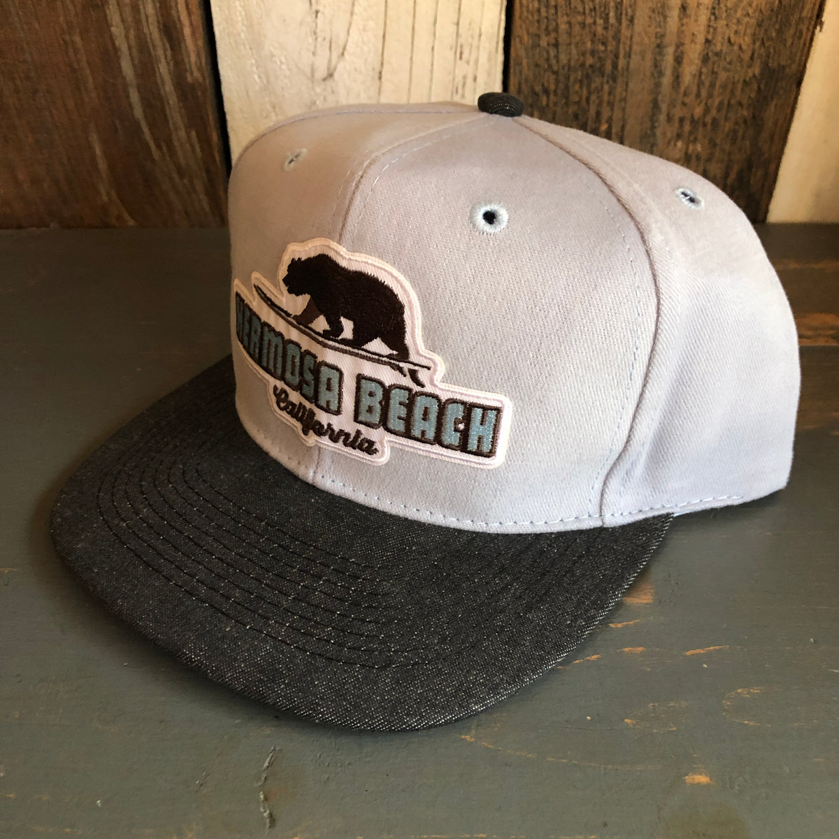 Hermosa Beach SURFING GRIZZLY BEAR 6 Panel Mid Profile Baseball Cap ...