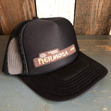 Hermosa Beach HERMOSA AVE Mid Crown Trucker Hat - Black
