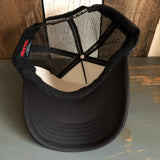 Hermosa Beach SOUTH BAY SURF (Multi Colored Patch) Mid Crown Trucker Hat - Black (Curved Logo)