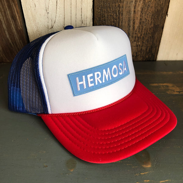 Hermosa Beach BLUE SUPREME HERMOSA Trucker Hat - Red/White/Royal