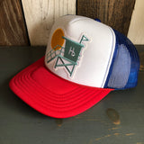 Hermosa Beach LIFEGUARD TOWER Trucker Hat - Red/White/Royal Blue