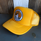 Hermosa Beach SOUTH BAY SURF (Multi Colored Patch) Mid Crown Trucker Hat - Gold (Curved Logo)