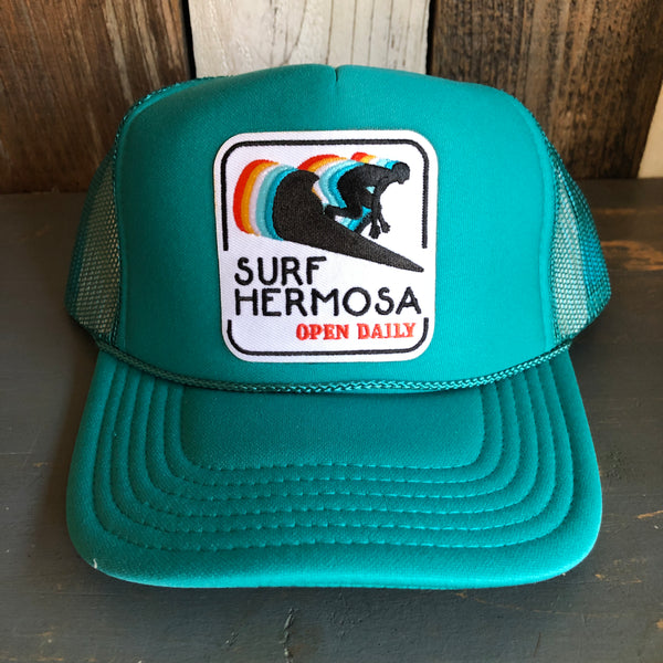 SURF HERMOSA :: OPEN DAILY High Crown Trucker Hat - Jade Green