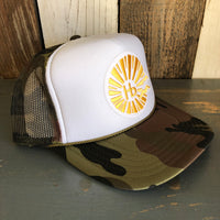 Hermosa Beach CLASSIC LOGO Trucker Hat - CAMOUFLAGE Khaki/Brown/Light Olive/White Green/White