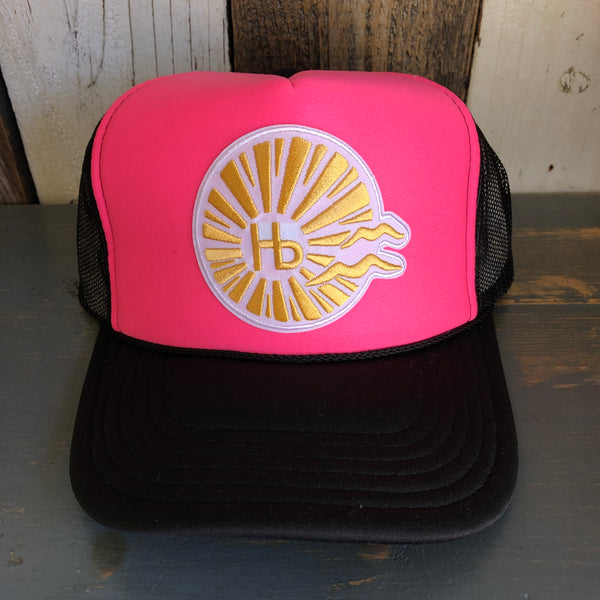 Hermosa Beach CLASSIC LOGO Trucker Hat - Black/Neon Pink/Black
