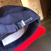 Hermosa Beach CLASSIC LOGO 5 Panel High Crown Baseball Cap - Navy Blue/Red