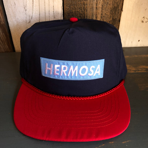 Hermosa Beach BLUE SUPREME HERMOSA 5 Panel High Crown Baseball Cap - Navy/Red