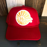 Hermosa Beach CLASSIC LOGO 5 Panel Mid Profile Mesh Back Trucker Hat - Red
