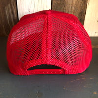 Hermosa Beach CLASSIC LOGO 5 Panel Mid Profile Mesh Back Trucker Hat - Red