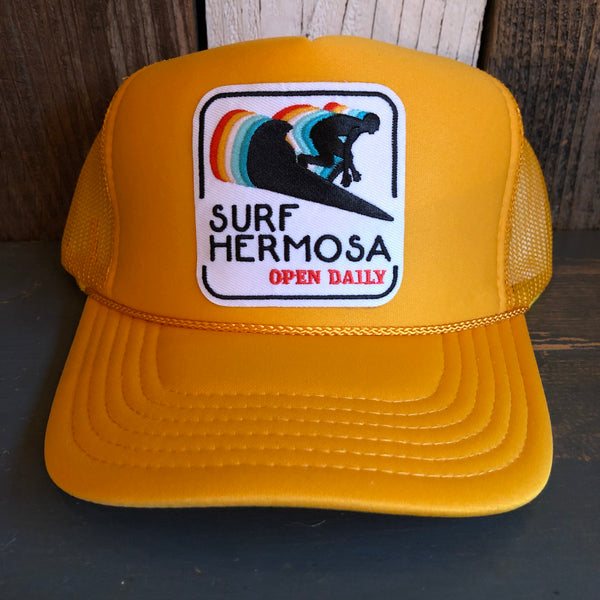SURF HERMOSA :: OPEN DAILY High Crown Trucker Hat - Gold