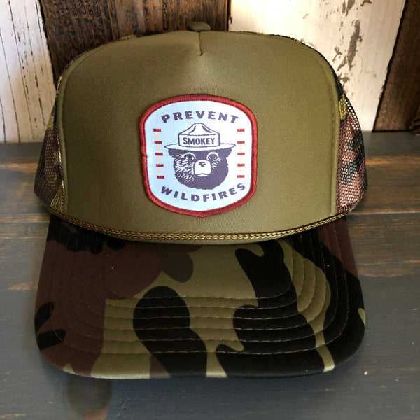 Smokey Bear...Prevent Wildfires Trucker Hat - Camouflage/Olive