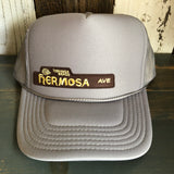 Hermosa Beach HERMOSA AVE High Crown Trucker Hat - Grey (Curved Brim)