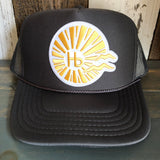 Hermosa Beach CLASSIC LOGO High Crown Trucker Hat - Charcoal (Curved Brim)