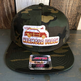 Hermosa Beach WOODIE Camouflage 6 Panel Mid Profile Mesh Back Snapback Trucker Hat - Dark Green/Brown/Dark Olive Green