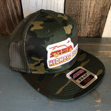 Hermosa Beach WOODIE Camouflage 6 Panel Mid Profile Mesh Back Snapback Trucker Hat - Dark Green/Brown/Dark Olive Green