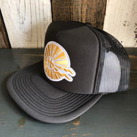 Hermosa Beach CLASSIC LOGO Trucker Hat - Charcoal Grey (Flat Brim)