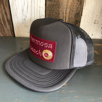 Hermosa Beach WELCOME SIGN Trucker Hat - Charcoal Grey (Flat Brim)