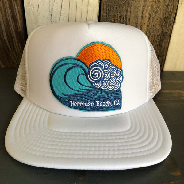 Hermosa Beach TUBULAR Trucker Hat - White (Flat Brim)