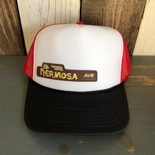 Hermosa Beach HERMOSA AVE Trucker Hat - Red/White/Black