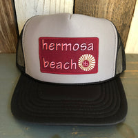 Hermosa Beach WELCOME SIGN Trucker Hat - Black/Grey/Black