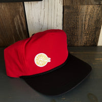 Hermosa Beach CLASSIC MINI LOGO 5 Panel High Crown Baseball Cap - Black/Red