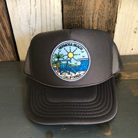 Hermosa Beach SHOREFRONT High Crown Trucker Hat - Charcoal (Curved Brim)