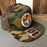 SOUTH BAY SURF (Multi Colored Patch) Camouflage 6 Panel Mid Profile Mesh Back Snapback Trucker Hat - Dark Green/Brown/Dark Brown