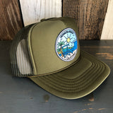 Hermosa Beach SHOREFRONT High Crown Trucker Hat - Olive