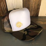 Hermosa Beach CLASSIC MINI LOGO Trucker Hat - CAMOUFLAGE Khaki/Brown/Light Olive/White Green/White