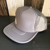 Hermosa Beach CLASSIC MINI LOGO Trucker Hat - Grey (Flat Brim)